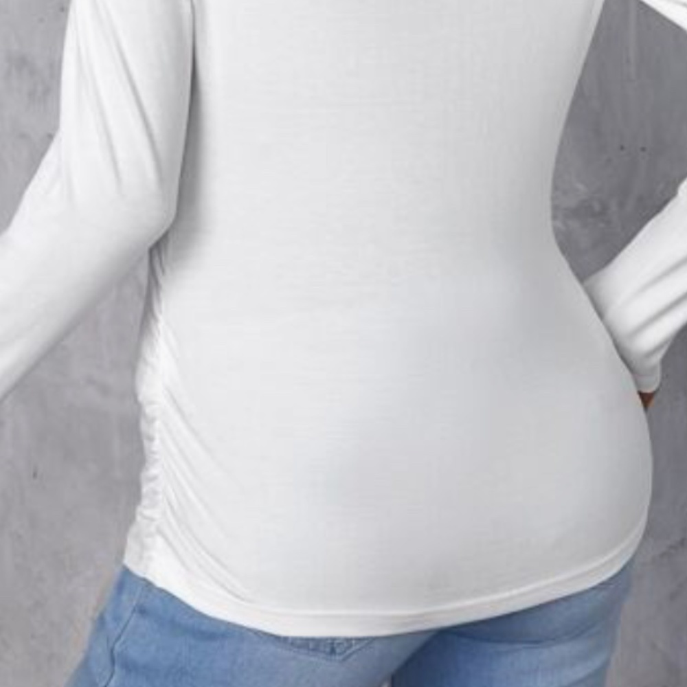 Women’s SHEIN White Long Sleeve Maternity Ruched Top Size L - Picture 4 of 7